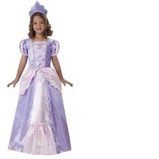 Princess Halloween Costume 4/6 Purple Pink Gown Hoop Dress Crown 2 Pc Girls
