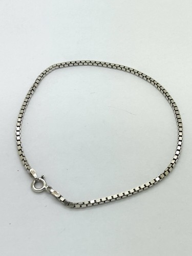 Large 2.4mm Wide Cube Design 9 1/8" Ankle/Bracelet-Solid Sterling Silver/Italy