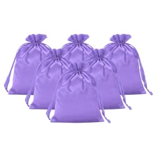 6Pcs 8" x 6"  Satin Gift Bag with Drawstring,Light Purple
