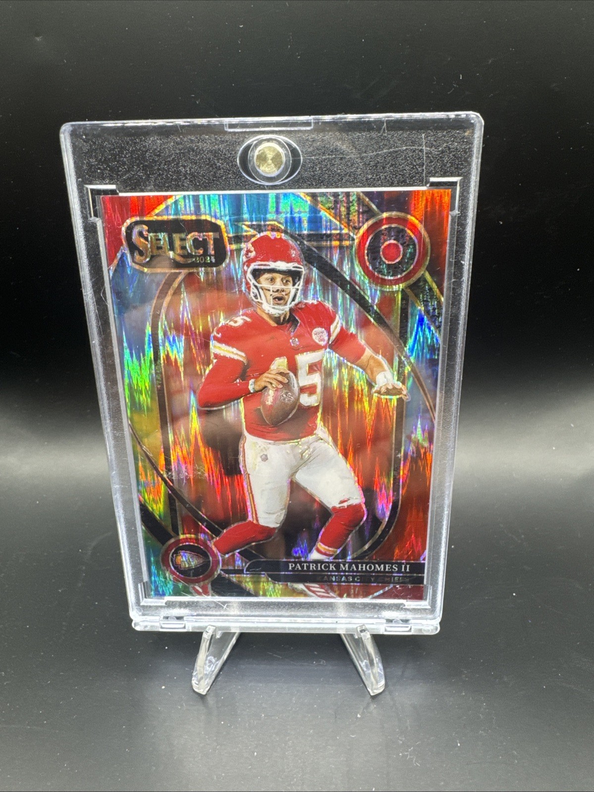 2024 Panini Select #223 Patrick Mahomes II, Tie Dye Prizm Shock /25 Club Level