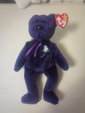 Ty 1997 1st Edition Princess Diana Beanie Bear Purple Rare Retired-MINT