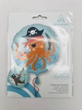 Anagram Standard, Pirate BIRTHDAY Balloon, Uninflated size 17 in