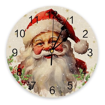 Christmas Wall Clock 12 Inch Silent Non-Ticking Santa Claus Wall Clocks Batte...