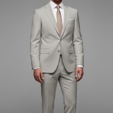 Mens Grey Suit Custom Tailored Slim Fit Groom Wedding Tuxedo Prom Formal 2 Pcs