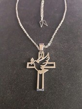 Dove Cross Necklace Peaceful Religious Jewelery Comes with Angel Wings Extension