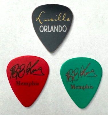 Vintage Lot of 3 BB KING's Blues Signature Guitar Picks - LUCILLE Memphis