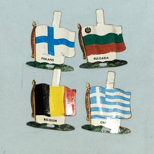 4 Vintage Nabisco Shredded Wheat Tin Cereal Flags Greece Belgium Finland 3
