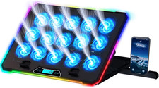 V15 Gaming Laptop Cooling Pad with 15 Fans  RGB Laptop Cooler  Adjustable Gami
