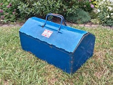 Metal Toolbox Blue Tool Box - Old Vintage Rustic Tackle Storage Insert Ref 511Y