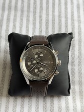 Hugo Boss Men's Silver Stainless Steel Wristwatch With Leather Strap