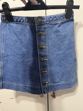 American Apparel Basic Button Down Front Denim Jean Skirt USA Made Size XS