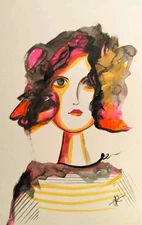  Original Painting Surreal Portrait Abstract 6" X 9" Expression  Jess Russell