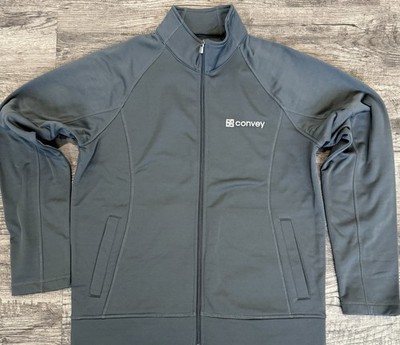 Elevate Men's Full Zip Activewear Basic Jacket Dark Gray Polyester M