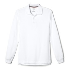 French Toast Boys' Pique Polo School Uniform Shirt Long Sleeve White S 6/7