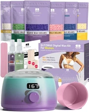 Brazilian & Bikini Waxing Kit with Hard Wax Warmer & Spatulas