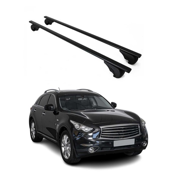 DachträGer GrundtäGer FüR Infiniti QX70 2013-2019 75Kg Metall Schwarz 2 Tlg-image