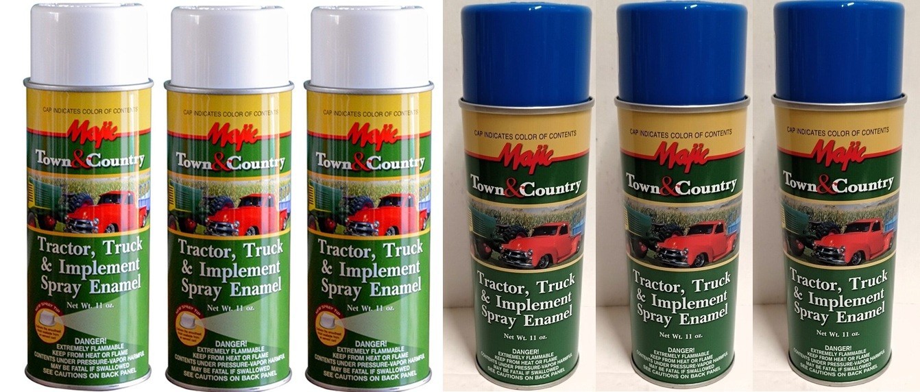 6 Cans Spray Paint Kit for Ford Tractor and Implements Blue and White pre 1998