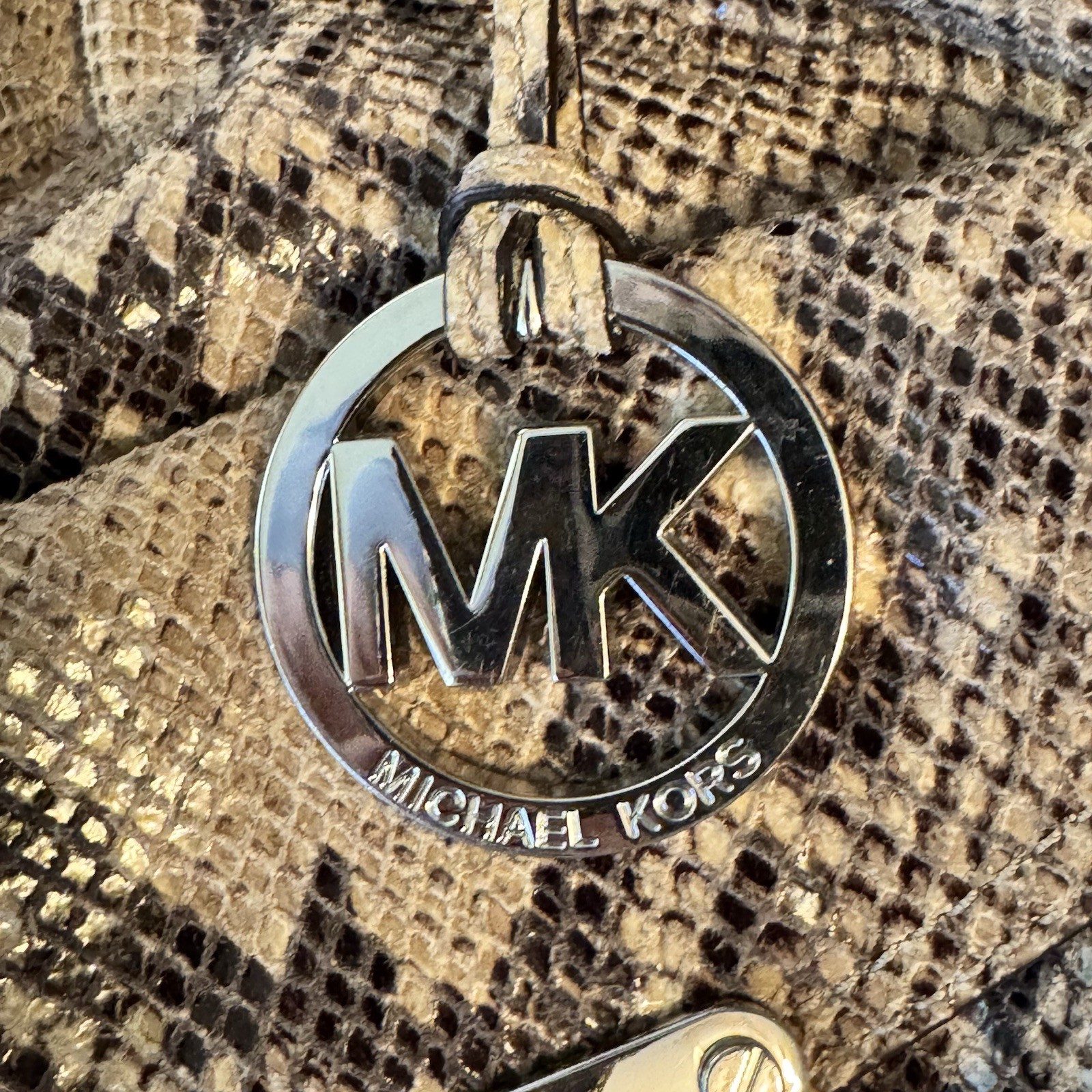 Michael Kors Python Embossed Leather Satchel Tan … - image 4