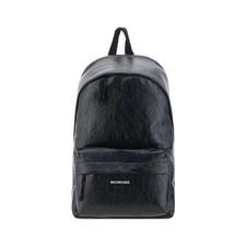 Image of Balenciaga Black Calf Leather Bos Taurus Backpack