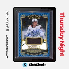 2023 UPPER DECK STATURE CONNOR BEDARD BLUE PATCH AUTO ROOKIE RC /10