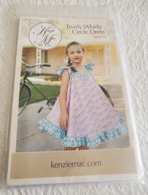 Girls SEW PATTERN KM129 Twirly Whirly Circle Dress Uncut Kenzie Mac, 3-8 size