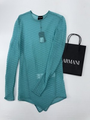 Giorgio Armani asymmetrisches Damen-Langarmoberteil türkis Größe 42 neu mit...