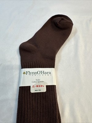 NWT Flynn O  Hara Brown Uniform Crew Socks Sz. M 8-9.5