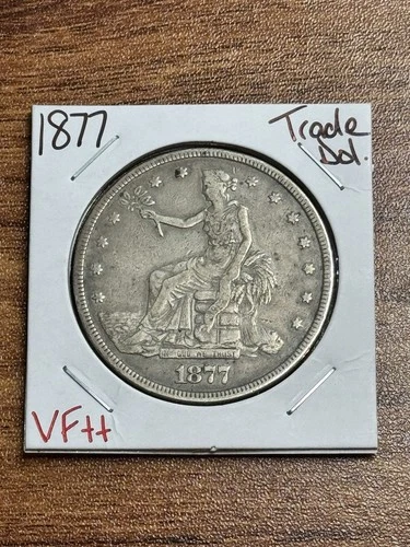 1877 P Trade Silver Dollar Nice Original VF Very Fine US $1 Type Coin (Raw18082)