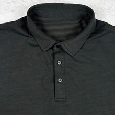 Lululemon Evolution Polo Shirt Mens M Gray Green Short Sleeve Performance Golf