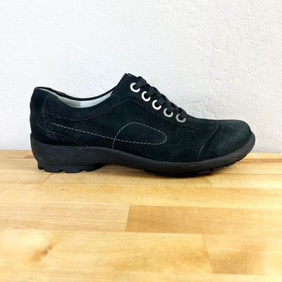 Waldlaufer Luftpolster Black Nubuck Leather Lace Up Comfort Shoes US Size 7 UK5