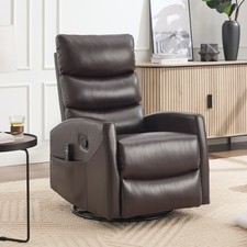 Heat Massage Manual Recliner Chair with Rocker and Swivel, Brown