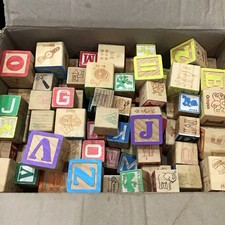 Assorted Wood Toy Blocks Letter Number Animal Picture Alphabet ABC Disney