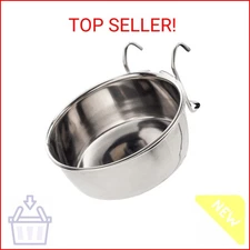 SPOT Stainless Steel Coop Cup with Wire Hooks – Durable, Chew-Resistant Food Bow