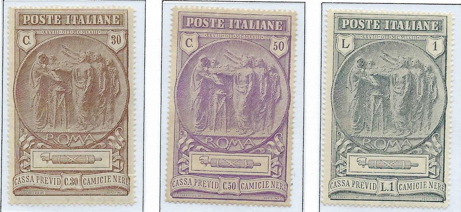 1923 Italy Stamp Set - Scott B17-B19  - MH, OG - Solid -Cat= $97
