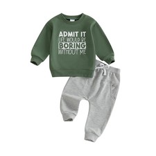 Toddler Baby Boy 2Pcs Outfits Letters Print Pullover Tops  Drawstring Pants ...