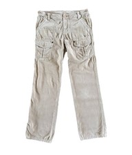 DKNY Vintage Women  s Sz 4 Corduroy Low-Rise Cargo Bootcut Pants Light Beige EUC