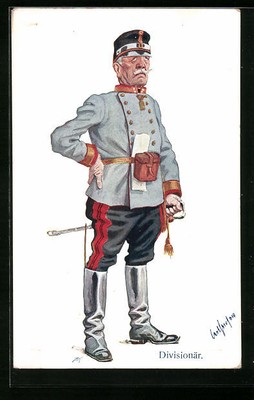 Künstler-AK Carl Josef Pollak: Divisionär - Soldat mit Bauchtasche 