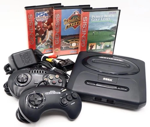 Vintage Sega Genesis System Console with 2 Controllers and 3 Games Bundle