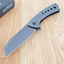 ElitEdge Assisted Folding Knife 3.75" 440C Steel Blade Gray Stainless Handle