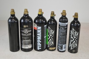 Lot of 6 Empty Paintball CO2 Tanks Mixed Brands