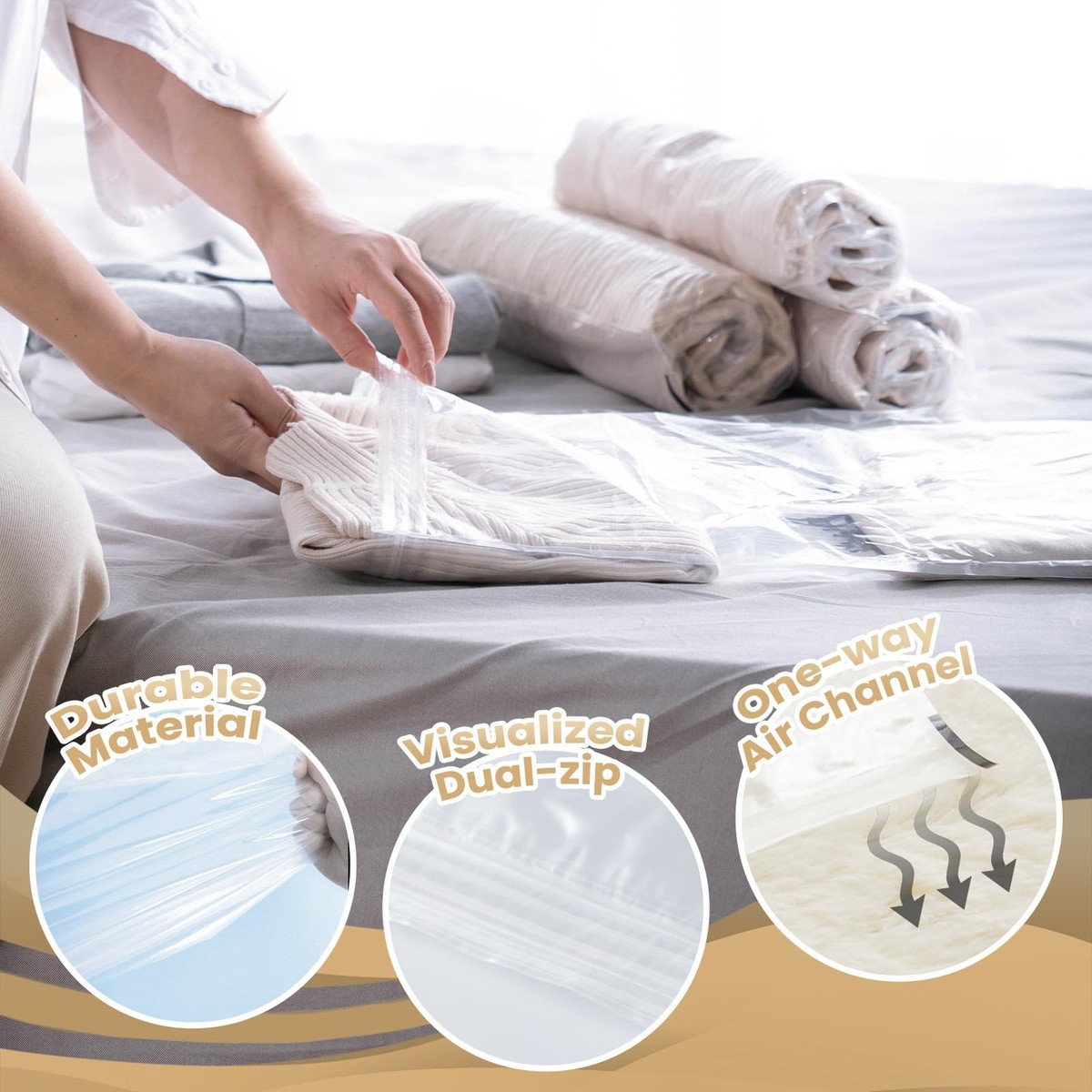 Sacchetti Sottovuoto TAILI - 10 Pezzi, 40x60 Cm, Per Vestiti E Viaggi, Senza Pompa - Foto 11