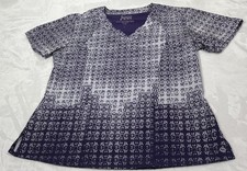 Barco One Scrub Top Women  s Small Purple Ombre Print Short Sleeve V-Neck Nursing