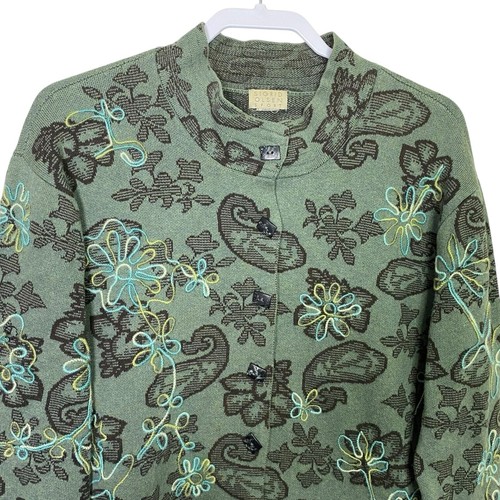 Sigrid Olsen Sport Cardigan Sweater Womens Embroidered Artsy Boho Grandma Vtg - Picture 4 of 12