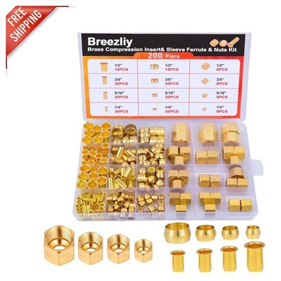 Durable Brass Compression Inserts & Ferrules - Ideal for Air, Water & Fuel Lines