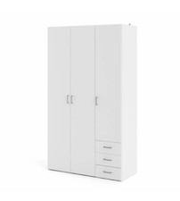 ARMADIO 3 ANTE BATTENTI "SPACE" CON 3 CASSETTI BIANCO 115,8X49,5X200,4 CM
