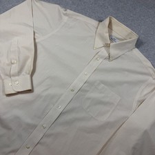 Brooks Brothers 346 Button Down Men 16.5 34/35 Beige Striped Non-Iron Cotton