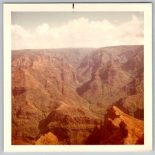 Vtg Color Snapshot Scenic Waimea Canyon Hawaii Red Rock Landscape Vista 1970s