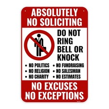 1PC No Soliciting Sign for Home, 10 x 7 Inches Aluminum Do Not Knock Please...
