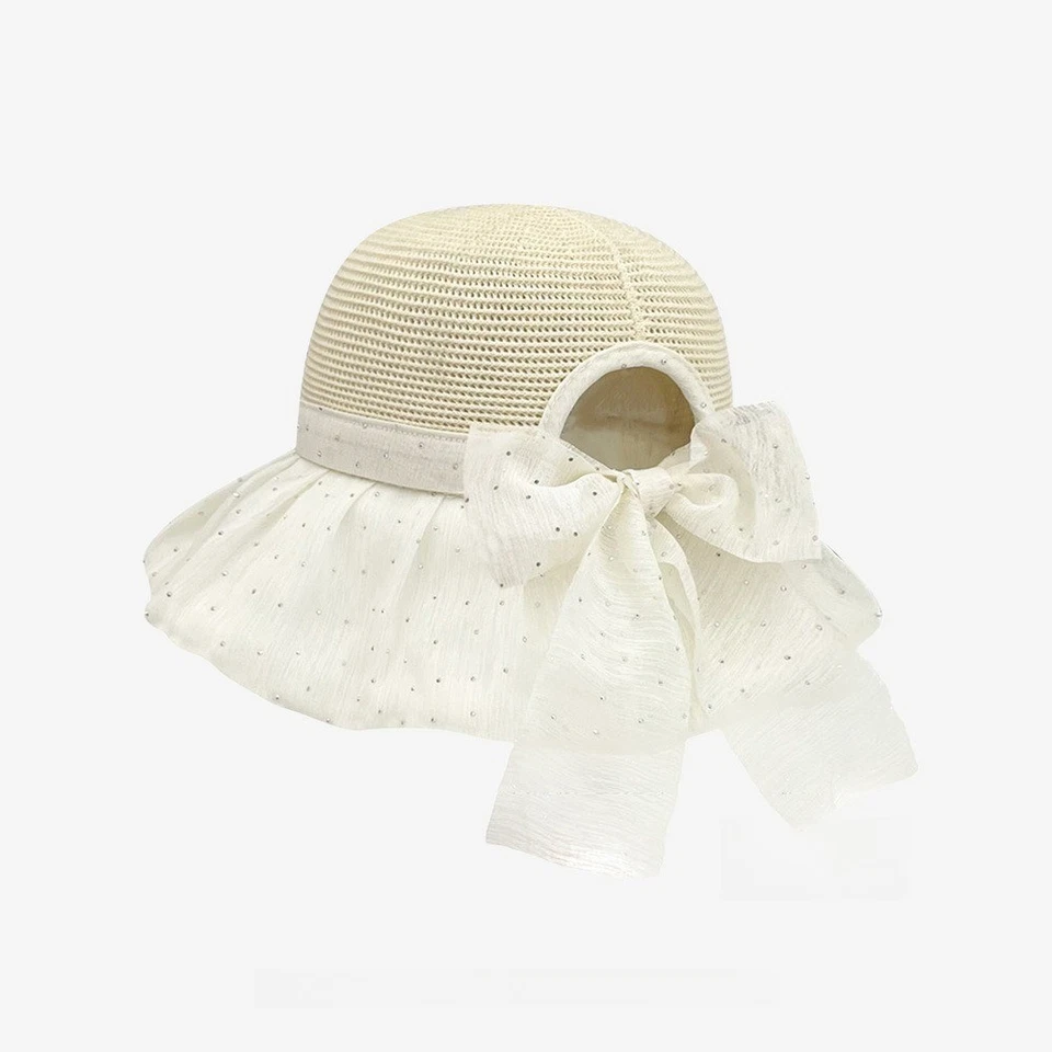 Chapeau Bob En Paille Femme À Large Bord Avec Nœud, Couleurs Multicolores - Photo 3/4