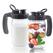 Mason Jar Pitcher With Pour Spout Lids 32 Oz Breast Milk 32 Ounces, 32 OZ 2PC
